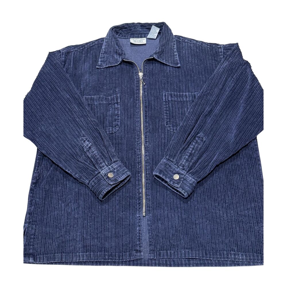 Vintage Montana Blues Corduroy Jacket‎ Women’s XL Blue Full Zip Shirt Jacket